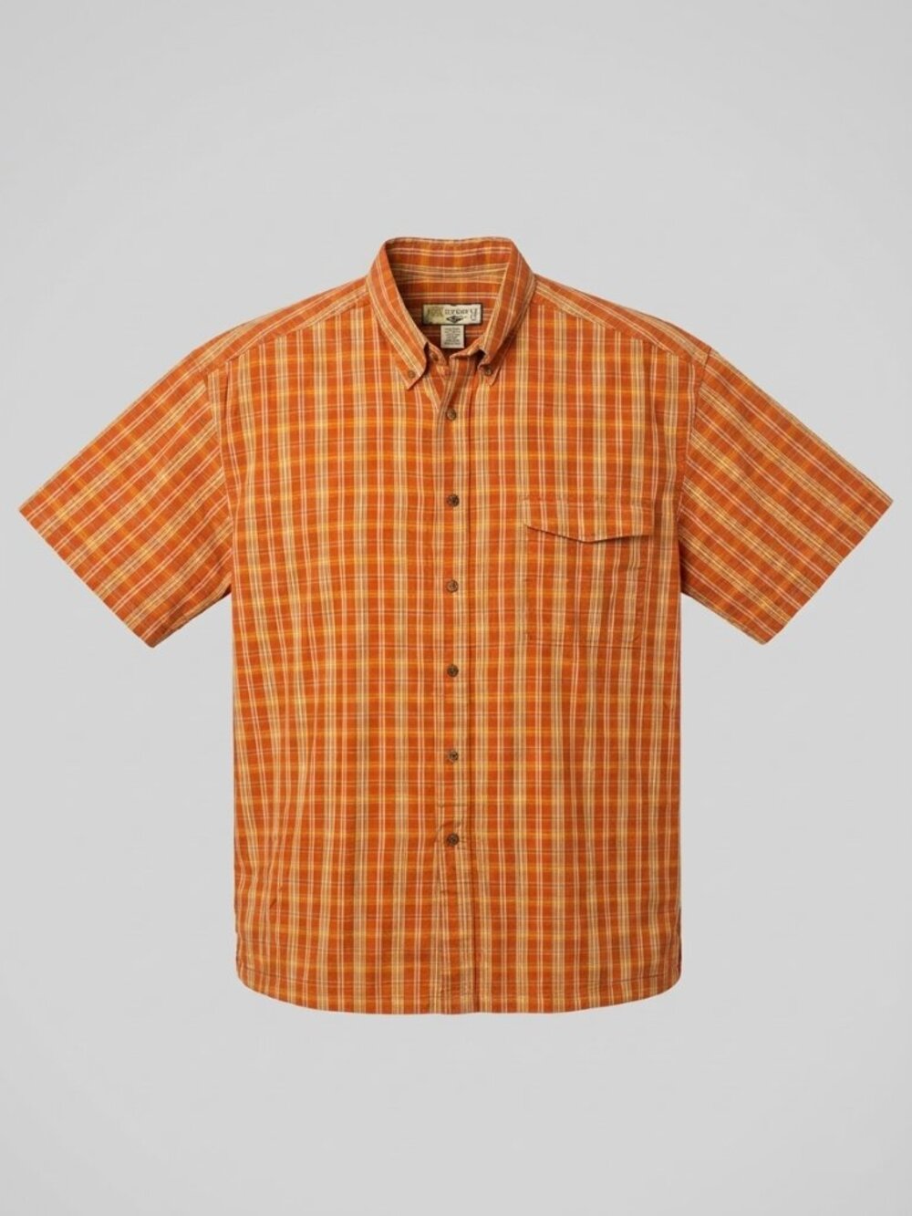 This Caribbean Joe orange and yellow plaid cotton button-down shirt XLarge